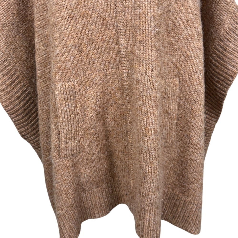 J.Crew Poncho Sweater Womens S/M Brown Merino Alpaca Wool Turtleneck Oversized - Picture 7 of 11